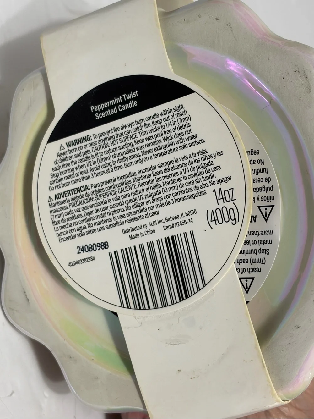 Peppermint Iridescent White Holiday Tree Scented Candle by Peppermint